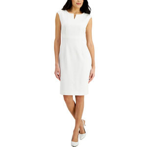 Kasper Women Notched Neck Sheath Dress Vanilla Ice Size 6